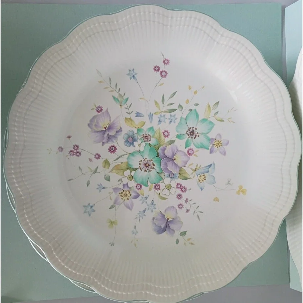 4 Mikasa Allura Chantal DinnerPlates 11 in. DH 902 Vintage 1980s Discontinued